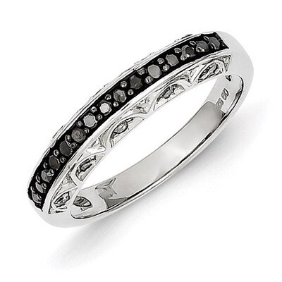 Black and White Diamond Ring Sterling Silver QR3296, MPN: QR3296, 883957246444