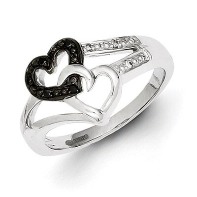 Black &amp; White Diamond Heart Ring Sterling Silver QR3338, MPN: QR3338, 883957244785