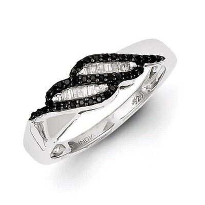 Black and White Diamond Ring Sterling Silver QR3250, MPN: QR3250, 883957246369