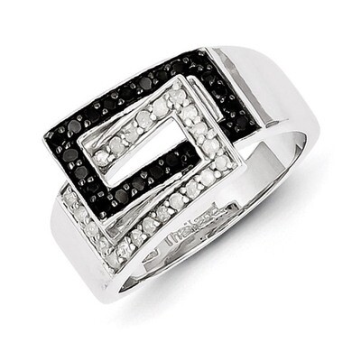 Black &amp; White Diamond Ring Sterling Silver QR3097, MPN: QR3097, 883957245577