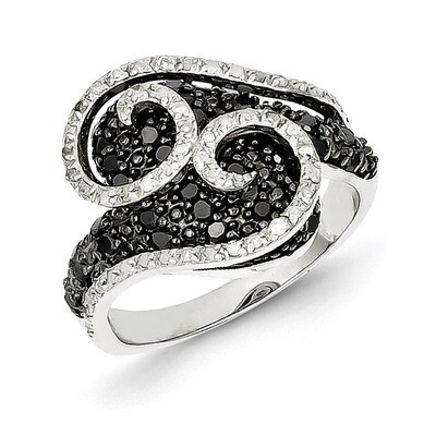 Black &amp; White Diamond Ring Sterling Silver QR2977, MPN: QR2977, 883957246062