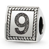 Number 9 Triangle Block Bead - Sterling Silver QRS1429N9, MPN: QRS1429N9, 883957304731