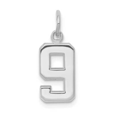 Casted Small Polished Number 9 Charm 14k White Gold WSP09, MPN: WSP09, 196904071342
