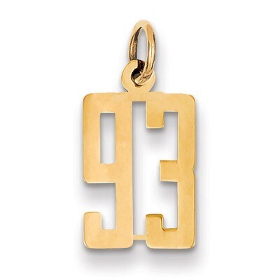 Number 93 Charm 14k Gold Small Polished Elongated LES93, MPN: LES93, 883957318165