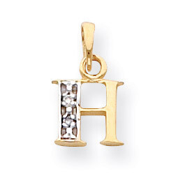 Polished .01ct Diamond Initial H Charm 14K Gold &amp; Rhodium YC250H, MPN: YC250H, 883957323459