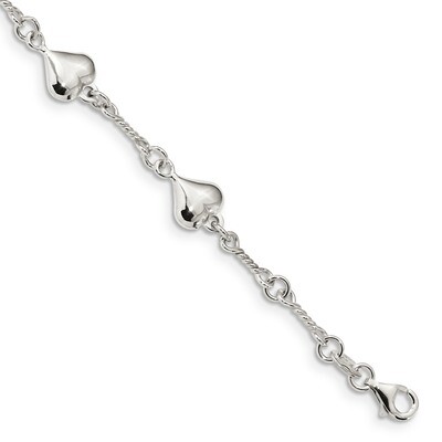 Heart Bracelet 7.5 Inch Sterling Silver Polished QG4246-7.5, MPN: QG4246-7.5, 883957934709