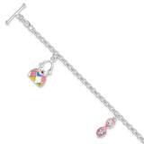 Enameled Fashion Charm Bracelet Sterling Silver Cz Diamond QG1516-7, MPN: QG1516-7, 883957021898