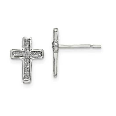 Glitter Infused Cross Post Earrings Sterling Silver QE14849, MPN: QE14849, 886774038247