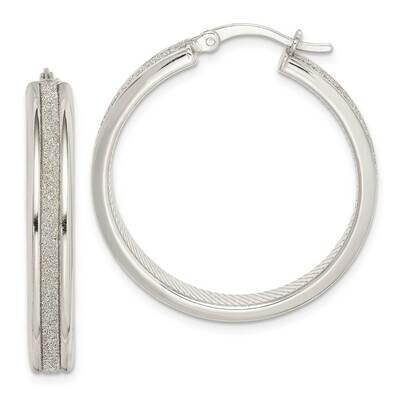 Glitter Infused Hoop Earrings Sterling Silver QE14183, MPN: QE14183, 883957934648