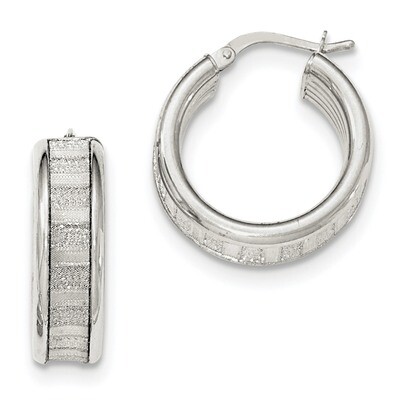 Glitter Hinged Hoop Earrings Sterling Silver QE11395, MPN: QE11395, 886774342870