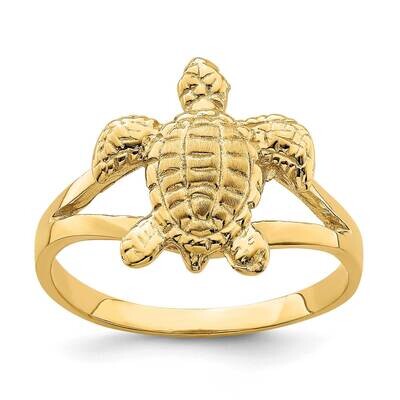 Sea Turtle Ring 14k Gold Textured R837, MPN: R837, 196904046333