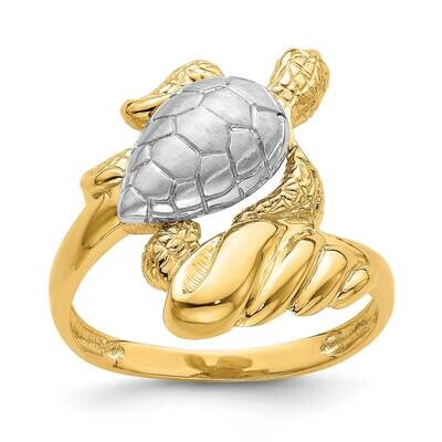 Turtle Ring 14k Gold Rhodium R843, MPN: R843, 196904046180