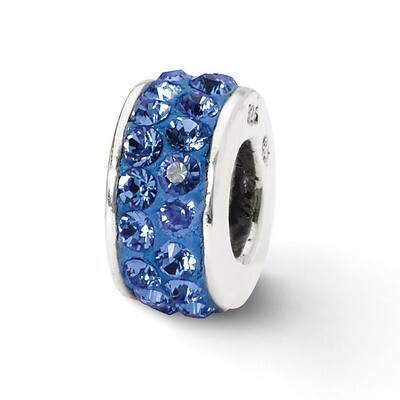 Blue Double Row Swarovski Crystal Bead Sterling Silver QRS2007, MPN: QRS2007, 883957514727
