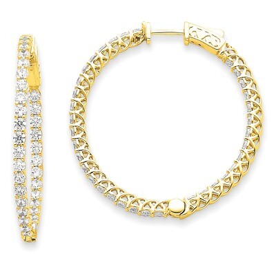Diamond Round Hoop with Safety Clasp Earrings 14k Gold XE2007AA, MPN: XE2007AA, 191101381171