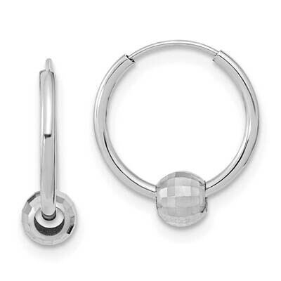 Hoop with A Diamond Cut Ball Earrings 14k White Gold Polished TF2007W, MPN: TF2007W, 883957986456