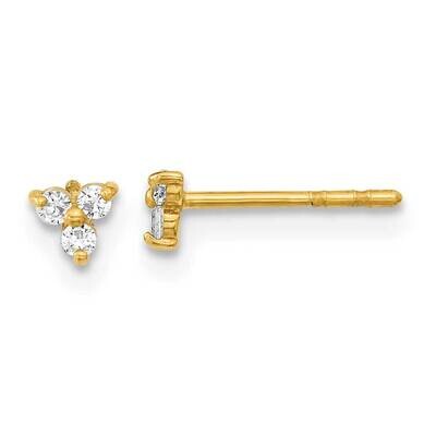 CZ Diamond Triangle Post Earrings 14k Gold Polished YE2007, MPN: YE2007, 191101798948