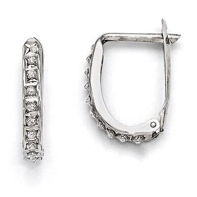 Leverback Hoop Earrings 14k White Gold with Diamonds DF141, MPN: DF141, 191101179327