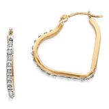 Heart Hinged Hoop Earrings 14k Gold with Diamonds DF258, MPN: DF258, 191101179853