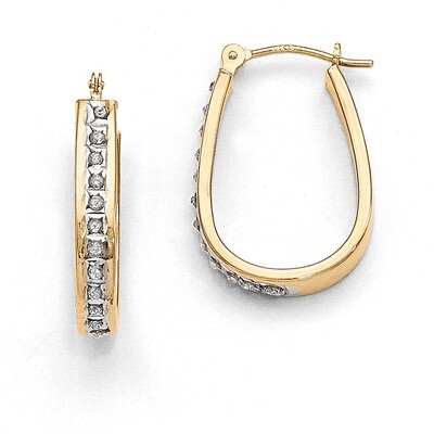 Squared Hinged Hoop Earrings 14k Gold with Diamonds DF136, MPN: DF136, 191101179280