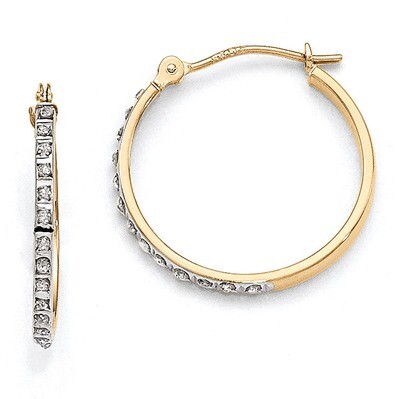 Round Hinged Hoop Earrings 14k Gold with Diamonds DF242, MPN: DF242, 191101179730