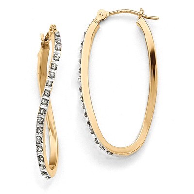 Twist Hinged Hoop Earrings 14k Gold with Diamonds DF225, MPN: DF225, 191101179587