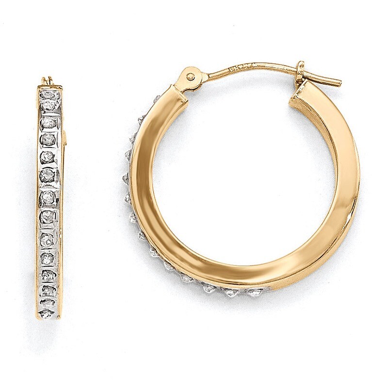Round Hinged Hoop Earrings 14k Gold with Diamonds DF162, MPN: DF162, 191101179488