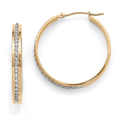 Round Hinged Hoop Earrings 14k Gold with Diamonds DF161, MPN: DF161, 191101179471