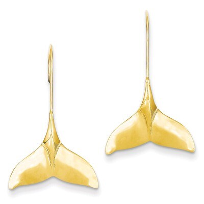 Whale Tail Wire Earrings 14k Gold TC629, MPN: TC629, 883957148236