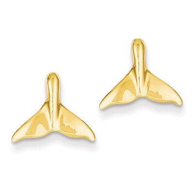 Whale Tail Post Earrings 14k Gold TC593, MPN: TC593, 637218113149