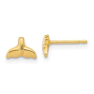Whale Tail Post Earrings 14k Gold Polished YE2113, MPN: YE2113, 191101786143
