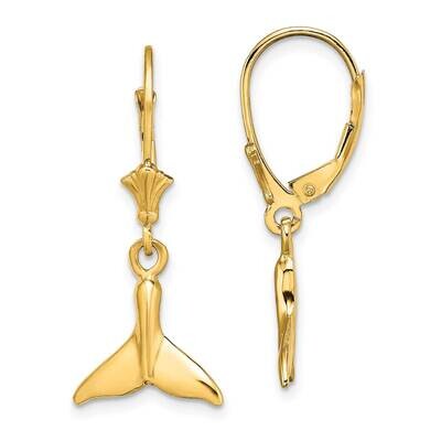 Small Whale Tail Leverback Earrings 14k Gold TF1821, MPN: TF1821, 637218177325