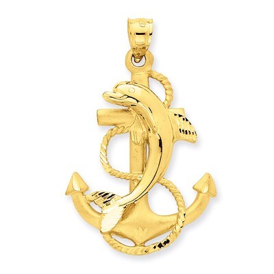 Dolphin on Anchor Charm 14k Gold C121, MPN: C121, 883957146447
