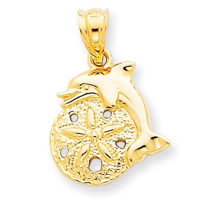 Dolphin &amp; Sanddollar Charm 14k Gold C2536, MPN: C2536, 886774088662