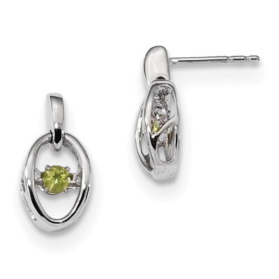 Peridot Birthstone Vibrant Earrings Sterling Silver Rhodium QBE32AUG, MPN: QBE32AUG, 883957313351