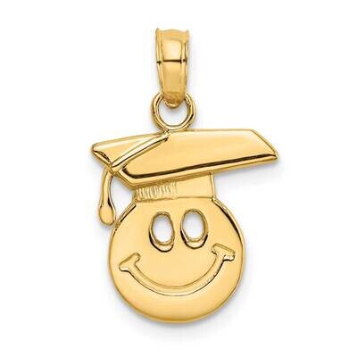 Smiley Face with Graduation Cap Charm 14k Gold Polished K7250, MPN: K7250, 63721806962