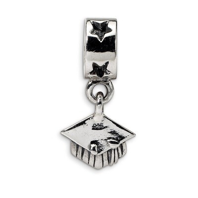 Graduation Cap Dangle Bead - Sterling Silver QRS491, MPN: QRS491, 883957723952