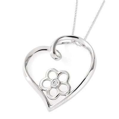 My Special Niece 18 Inch Flower in Heart Necklace Sterling Silver with Diamonds QSX441, MPN: QSX441…
