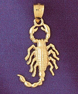 Dazzlers Jewelry Scorpio Scorpion Zodiac Pendant Necklace Charm Bracelet in Yellow, White or Rose G…