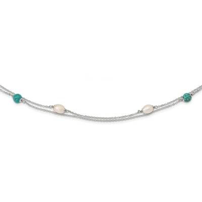 Turquoise &amp; FCP with 2 inch Extender Necklace Sterling Silver QG5317-17, MPN: QG5317-17, 8839579182…