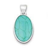 Turquoise Polished Oval Pendant Sterling Silver QP2127, MPN: QP2127, 723252538960