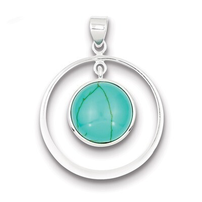 Circle Turquoise Pendant Sterling Silver QP1319, MPN: QP1319, 723252537390