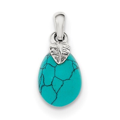 Lab Created Turquoise Pendant Sterling Silver Polished QP4422, MPN: QP4422,