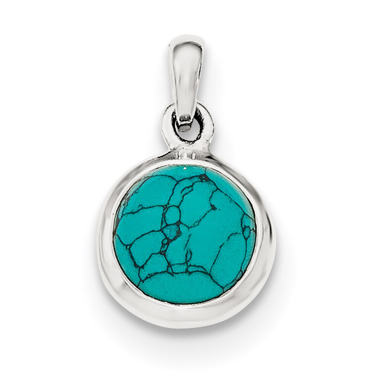 Lab Created Turquoise Pendant Sterling Silver Polished QP4421, MPN: QP4421,