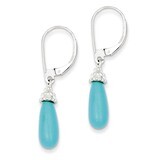 Turquoise Stone Dangle Earrings Sterling Silver QE9453, MPN: QE9453, 883957533100