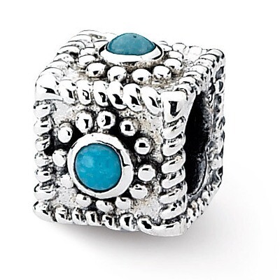 Square Turquoise Bead - Sterling Silver QRS1922, MPN: QRS1922, 883957311180