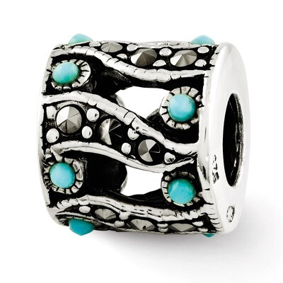 Marcasite &amp; Turquoise Bead - Sterling Silver QRS2664, MPN: QRS2664, 883957577241