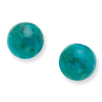 10-10.5mm Button Turquoise Post Earrings Sterling Silver QE6399, MPN: QE6399, 815479017073
