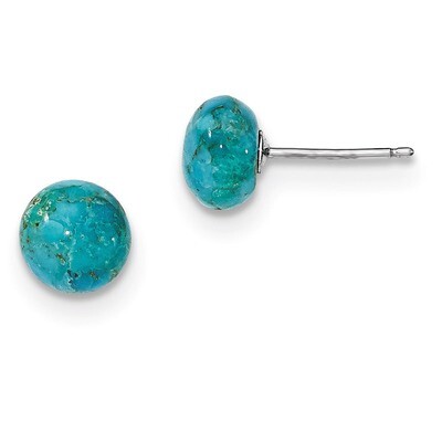 8-8.5mm Button Turquoise Post Earrings Sterling Silver QE6416, MPN: QE6416, 815479017080