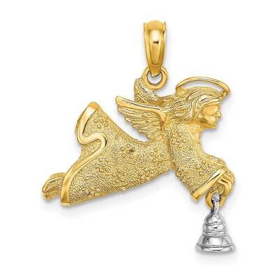 2-D Flying Angel with Moveable Bell Charm 14k Gold Rhodium K9325, MPN: K9325, 637218107353