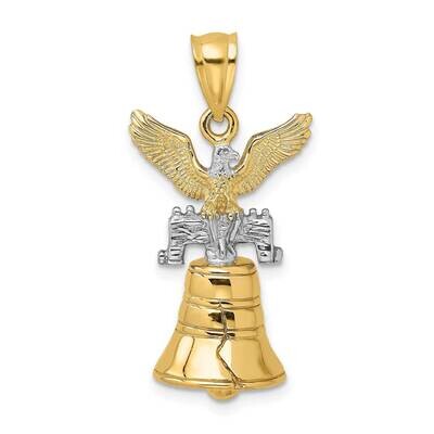 Moveable Liberty Bell with Crack Eagle Top Charm 14k Gold 3-D K9146, MPN: K9146, 637218052806